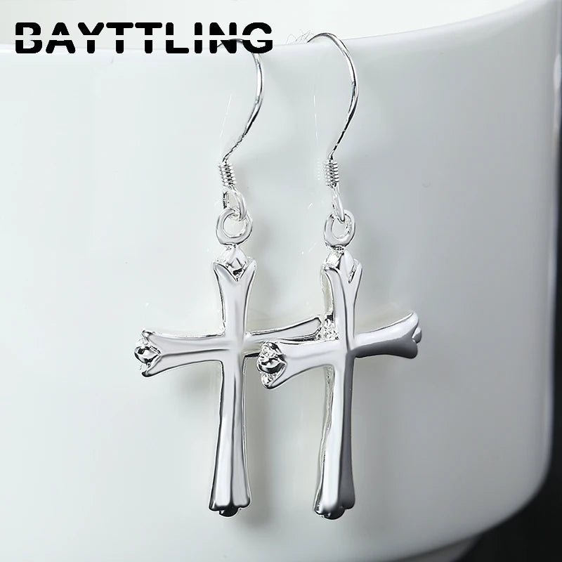 42MM 925スターリングシルバー 絶妙なクロスイヤリング ファッション レディース グラマー パーティー ジュエリー ギフト ヒップホップ パンク イヤリング