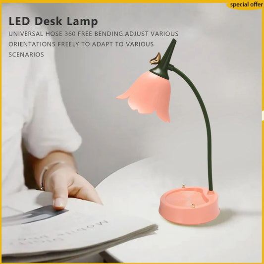 A50I Flower LED Desk Lamp Student Bedroom Lighting Contact Eye Protection USB