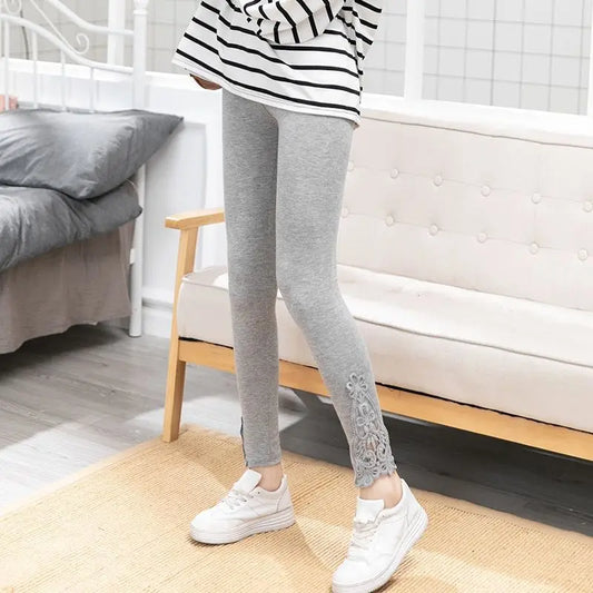 Women Fashion Solid Contrast Lace Skinny Leggings Ultra-Comfortable All-Season Essential for Women Womens Clothing