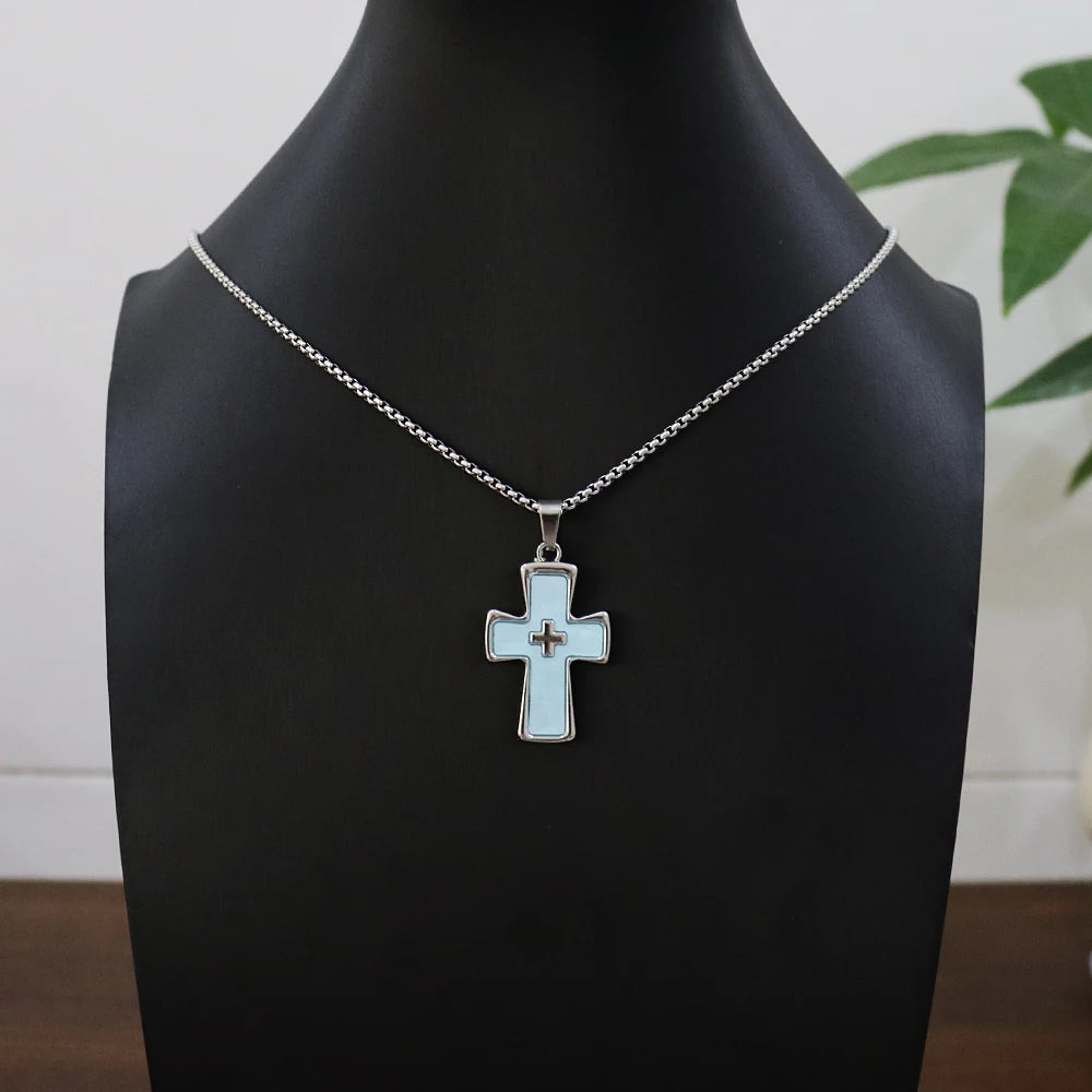 1 Piece Cross Pendant Necklace Men Tide Titanium Steel Niche Design Hip Hop Style Sweater Chain Women Holiday Gift