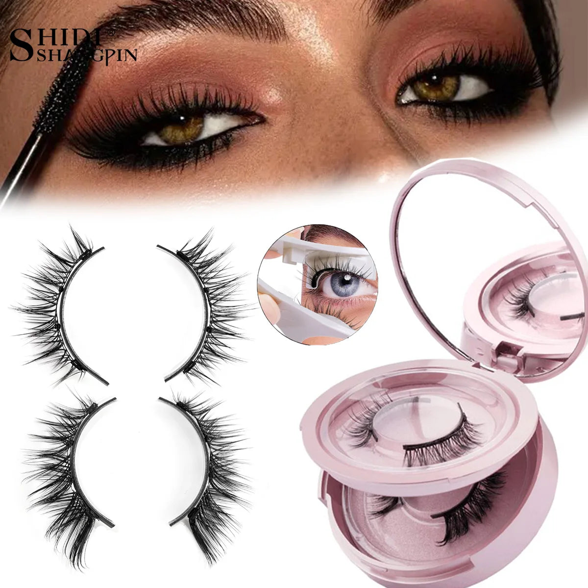 2/1ペア再利用可能な磁気まつげナチュラルカーラーまつげエクステピンセットセット使いやすい接着剤フリーつけまつげ3Dミンクまつげ