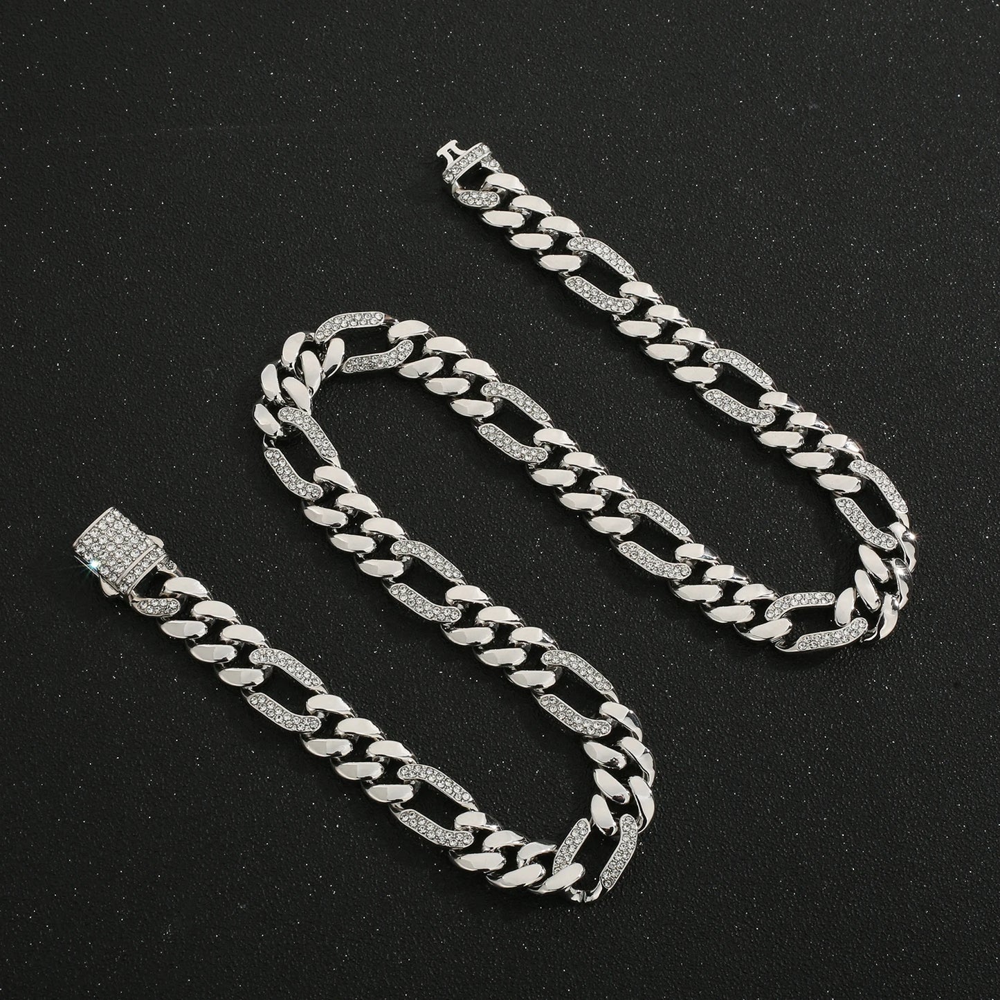 ヒップホップ 14K ゴールドメッキ ステンレススチール ジュエリー アイスカデナ オムブレ マイアミ キューバンチェーン メンズネックレス