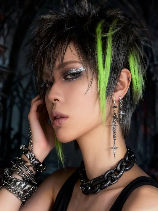 ゴシックスタイルのクロスドロップイヤリング、ファッショナブルなジュエリーアクセサリー、男性と女性のためのエッジの効いた選択肢