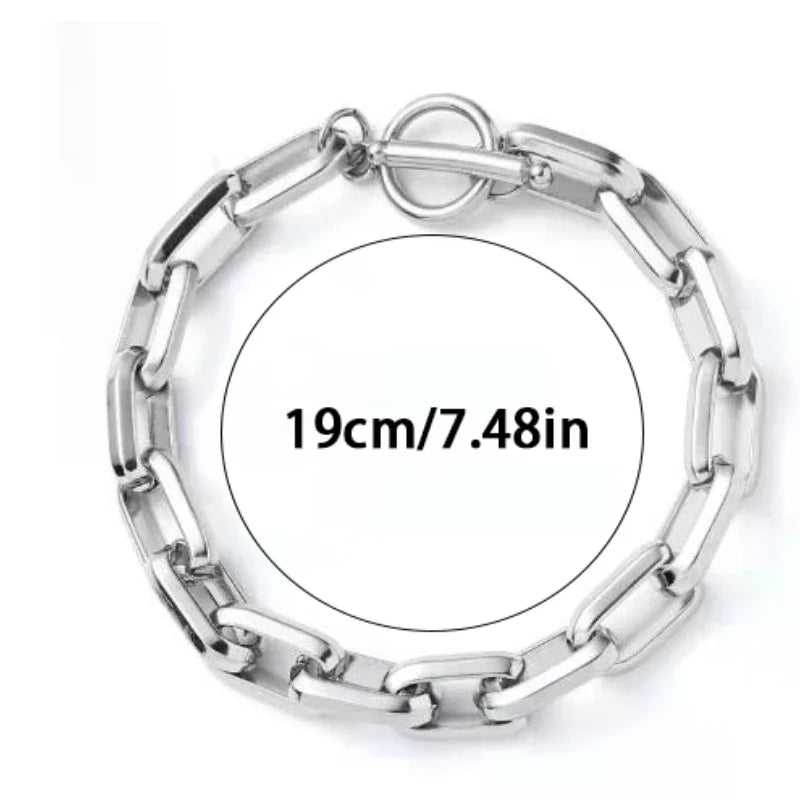 パンクスタイルのパーソナライズされたシルバーカラーチェーンスプライシングOTクラスプブレスレット男性と女性記念日のギフトホリデージュエリーアクセサリー