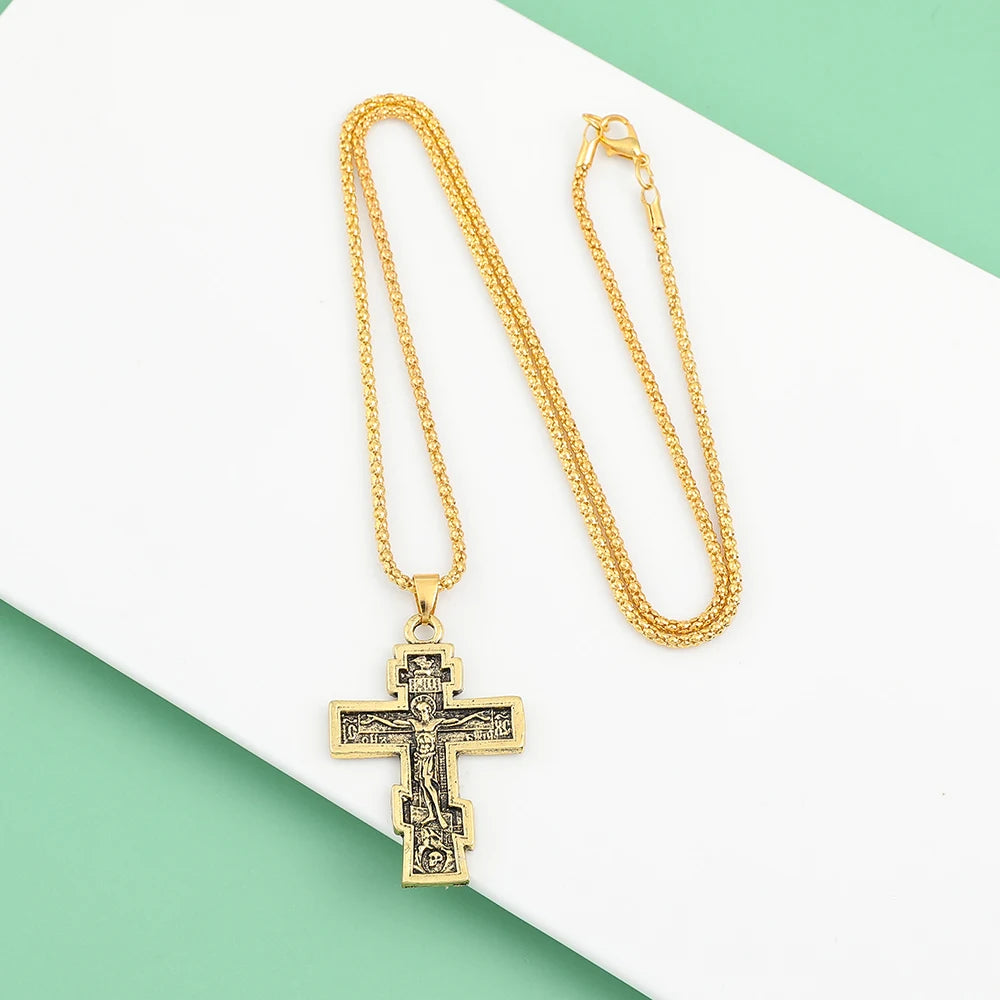 イエス・キリストの十字架 メンズネックレス ペンダントチェーン お守り ヴィンテージ 新品 女性用 ファッションジュエリー ギフト 卸売