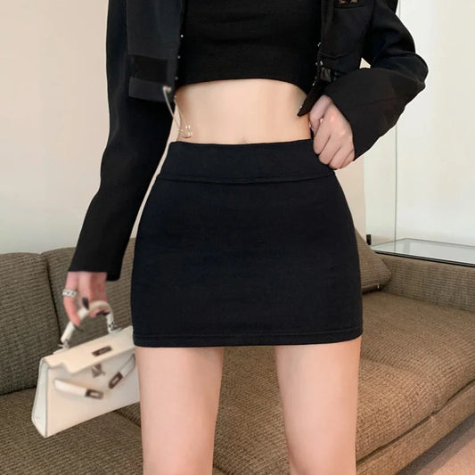 Versatile Short Korean Skirt Y2K Solid Color Thin High Waist vintage Sexy Slim All-match Short Skirts