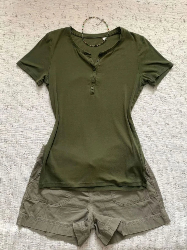 2000年代アメリカンヴィンテージTシャツ レディース 半袖 レトロ ボディコン Y2K クロップトップ オフィスレディ 韓国ファッション 原宿 サブカルチャーTシャツ