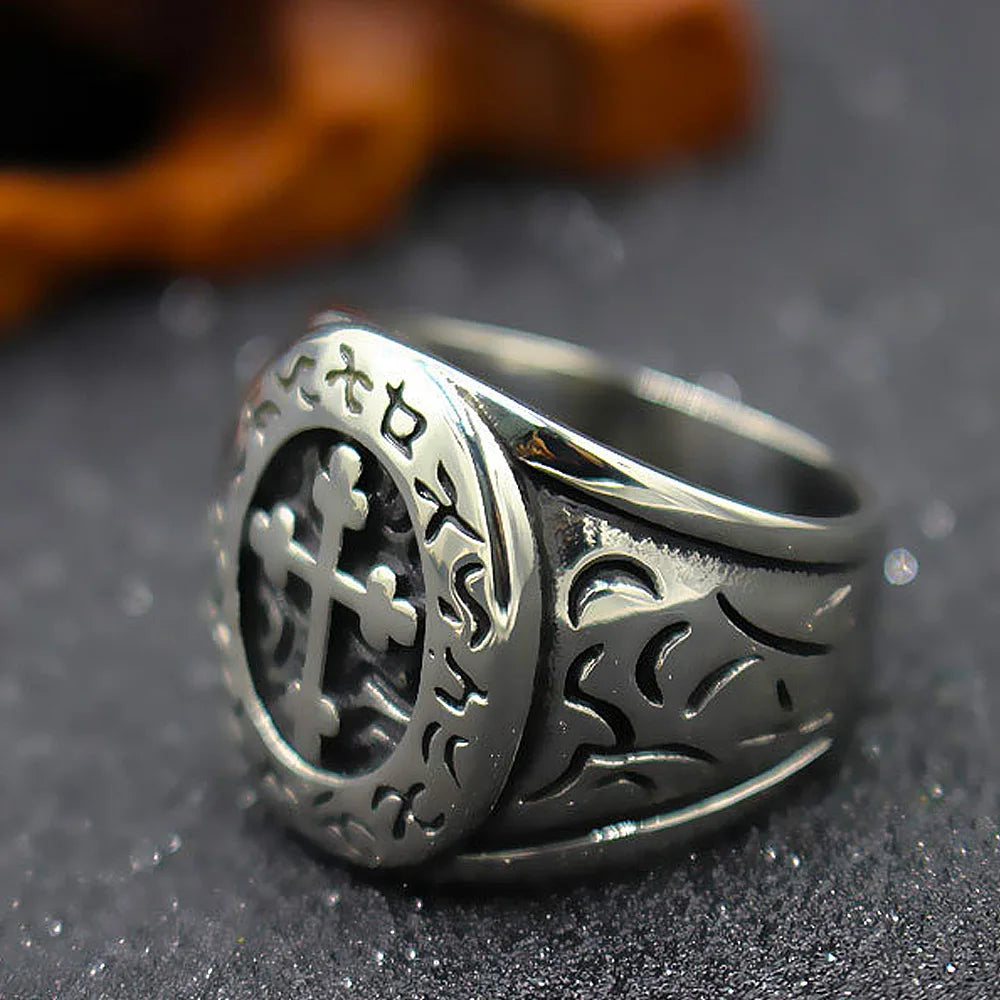 メンズ ヴィンテージ ロレーヌ クロス リング クラシック オーソドックス 316L ステンレススチール クロス シグネットリング メンズ パンク ファッション バイカー ジュエリー ギフト
