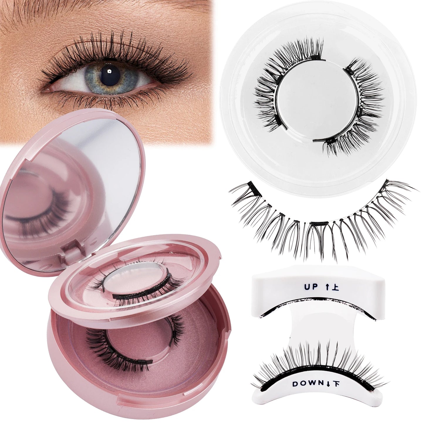 ウェンディラッシュ マグネットまつげ 2ペア ハンドメイド 3D ミンクまつげ 再利用可能 つけまつげセット マグネットピンセットセット メイクアップ