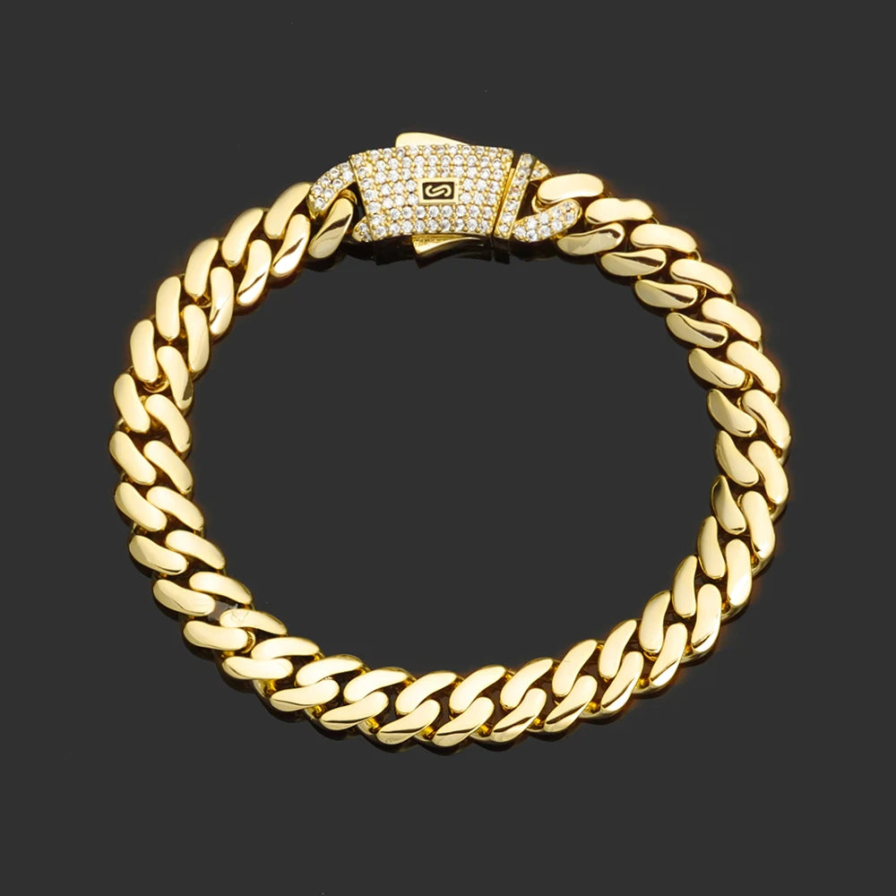 Moissanite Necklace S925 Pure Silver Cuban 14K Gold Plated Hip-hop Jewelry VVS Men's Exquisite Holiday Gift