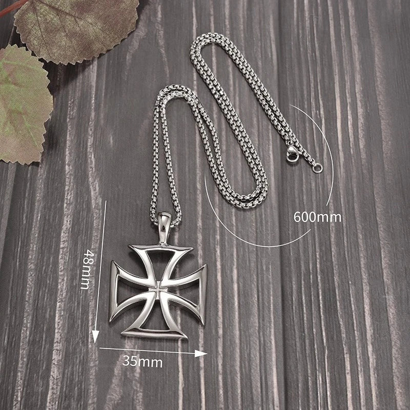 メンズネックレス 中空メタルクロスペンダント パーソナライズされたナイトテンプルファッションジュエリーアクセサリーギフト 誕生日 クリスマスギフト