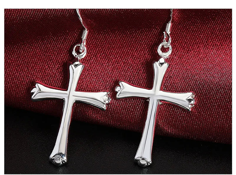 42MM 925スターリングシルバー 絶妙なクロスイヤリング ファッション レディース グラマー パーティー ジュエリー ギフト ヒップホップ パンク イヤリング