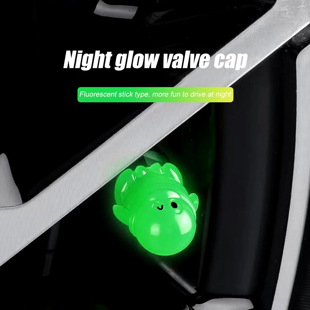 4Pcs Fluorescent Car Tire Valve Caps , Tire Valve Accessories, Luminous Tire Valve Cover, Suitable for Car Truck Motorcycle Bike
