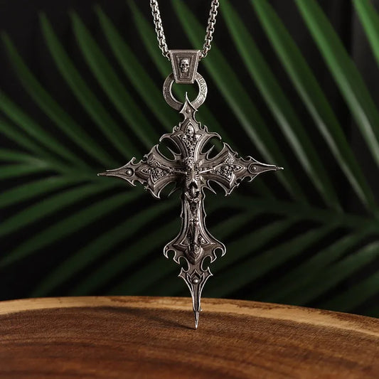 ゴシック 磔刑 スカル クロス ペンダント ネックレス カトリック 祈りのジュエリー 男女兼用 パンク トレンディ ジュエリー