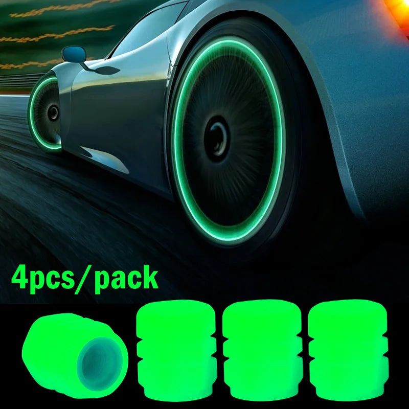 1-20Pcs Car Luminous Tire Valve Cap Motorcycle Bike Wheel Nozzle Night Glowing Fluorescent Decor Tyre Valve Stem Luminous Caps
