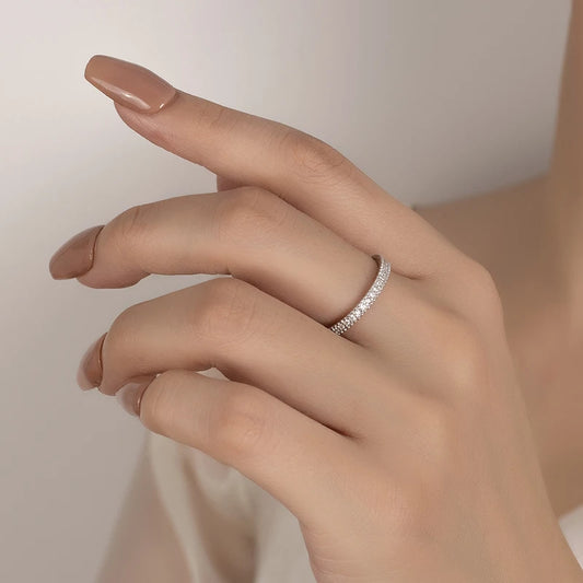 PERFANY All Moissanite Ring for Women S925 Pure Silver Shining GRA Laboratory Diamond Stackable Ring Fashion Wedding Jewelry