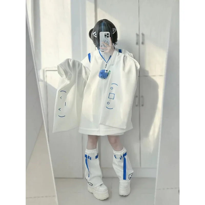 日本のサブカルチャージャケット レディース 春秋ファッション 無地 ジッパーコート 女性 2024 カジュアル 万能 ワイドスリーブ カーディガン トップス