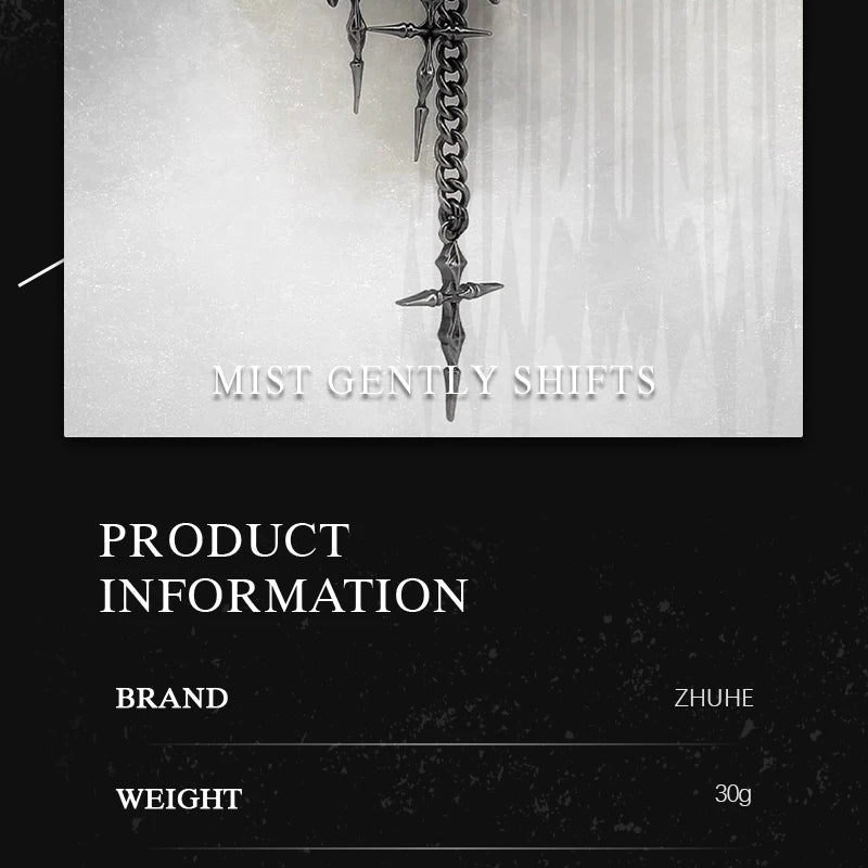 クロスチェーンダングルイヤリング、ユニークなジュエリーアクセサリー、ゴシックパンクスタイル、男女兼用