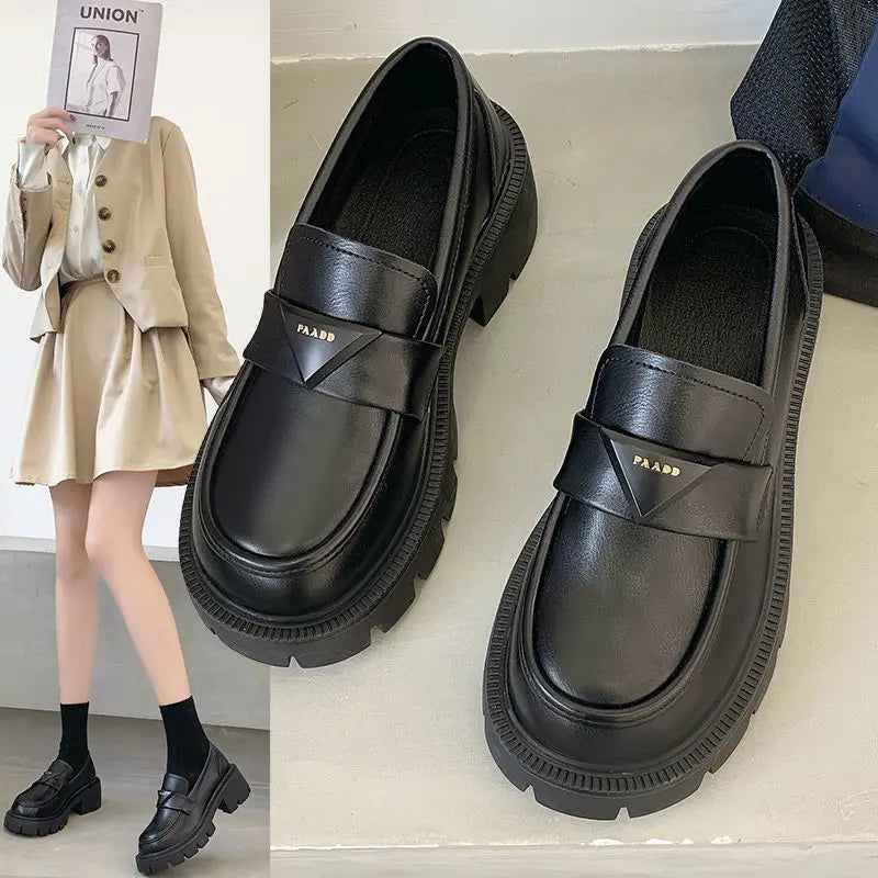 Women's Summer Footwear Loafers Shoes for Woman 2024 Office Round Toe Black Low Heel Elegant with Discount Genuine Mark Stylish