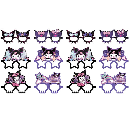 12Pcs/set Kuromi glasses Party Decoration Set Birthday Gift Party Halloween cute Accessories Favorite Ornament for girl cosplay