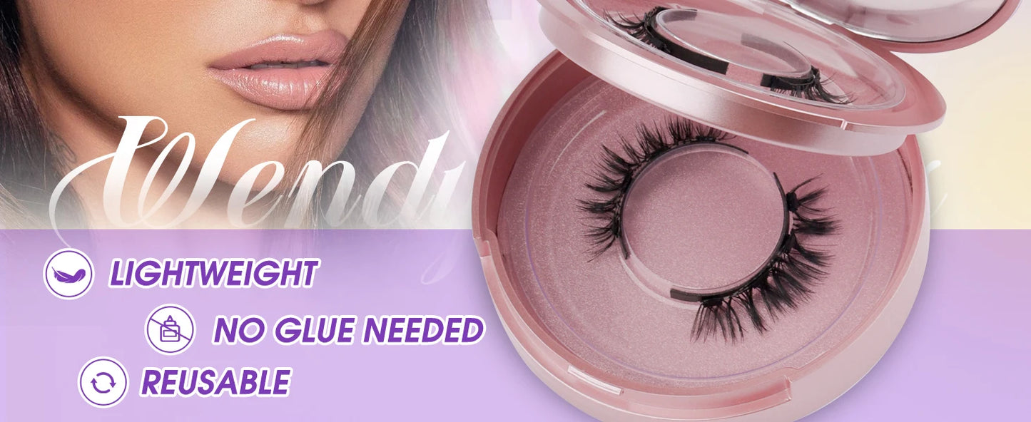 ウェンディラッシュ マグネットまつげ 2ペア ハンドメイド 3D ミンクまつげ 再利用可能 つけまつげセット マグネットピンセットセット メイクアップ