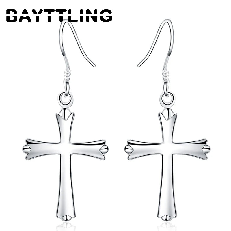 42MM 925スターリングシルバー 絶妙なクロスイヤリング ファッション レディース グラマー パーティー ジュエリー ギフト ヒップホップ パンク イヤリング