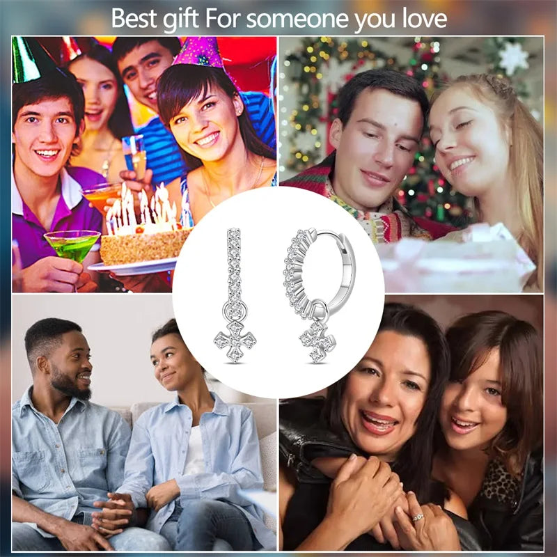 925スターリングシルバーのクラシックな小さなクロスイヤリング、ティーンエイジャーの女性に最適なジュエリーギフト卸売