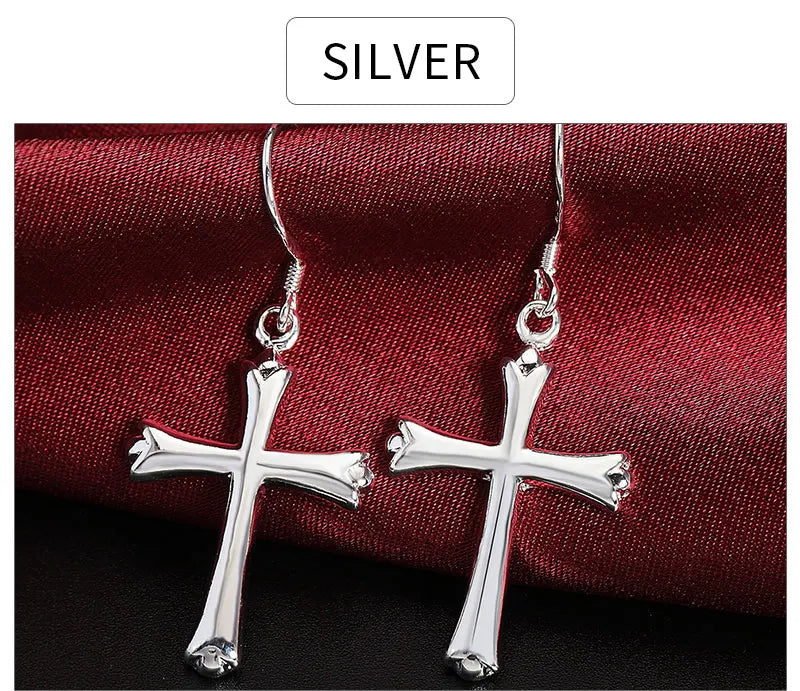 42MM 925スターリングシルバー 絶妙なクロスイヤリング ファッション レディース グラマー パーティー ジュエリー ギフト ヒップホップ パンク イヤリング