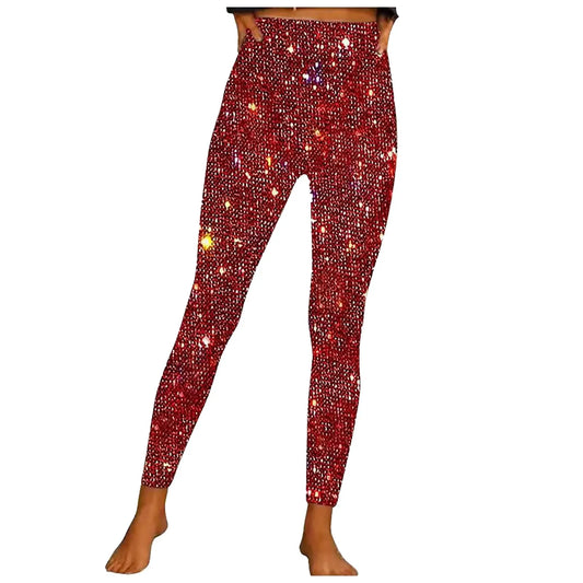 Women Sequin Leggings High Waist Bottoming Trousers Fashion High Waist Party Nightclub Leggings Sexy Ladies Slim Long Pants