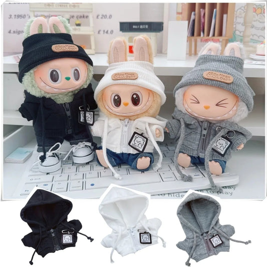 17cm Labubu Bear Casual Jacket Doll Clothes - Cute Plush Outerwear for Pullip Blythe OB11 BJD, Kawaii Teddy Coat