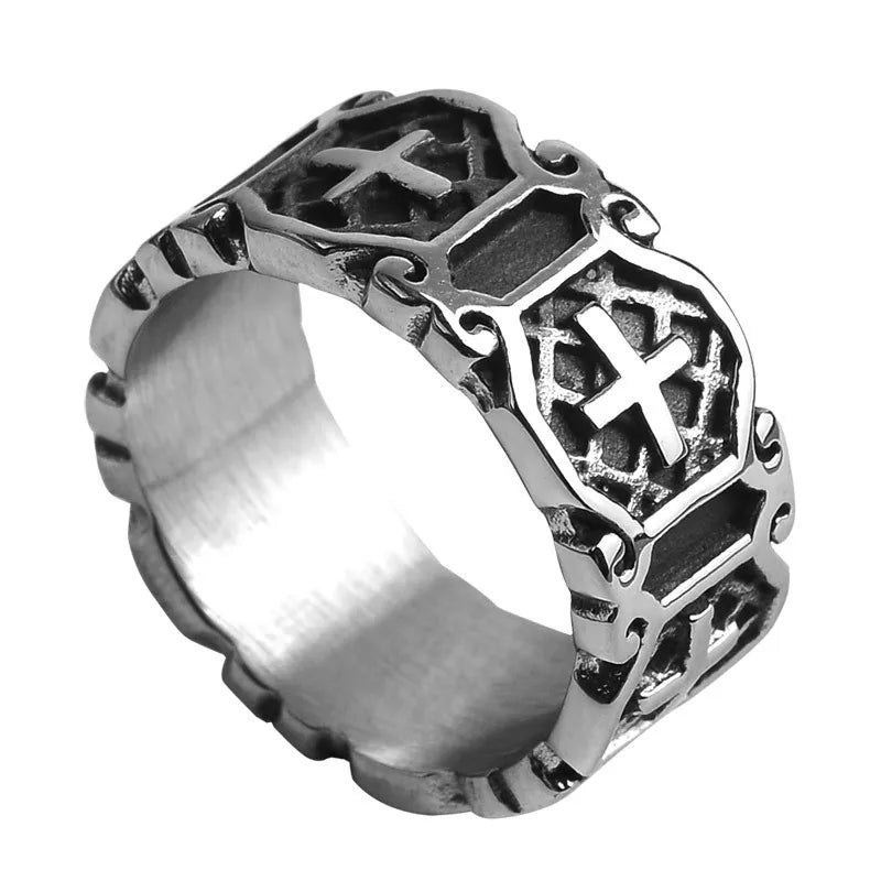 S925スターリングシルバーINSシンプルヴィンテージクロスリングファッションメンズリングレディースリングヒップホップパンク高品質ジュエリーギフト