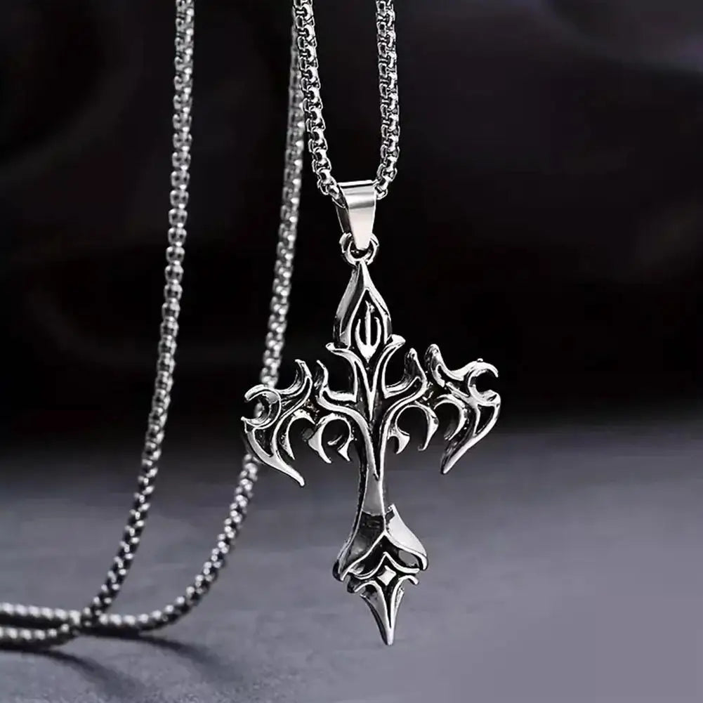 ヒップホップクロスペンダントネックレスユニークなデザインのスチールゴスネックレスファッションジュエリーギフト女性男性