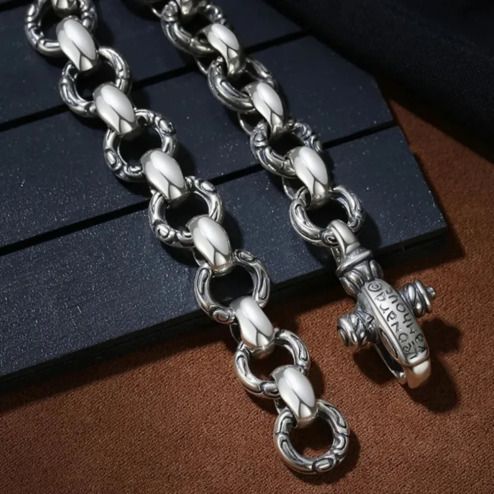 スターリングシルバーブレスレットヒップホップトレンドシンプルでクール、ニッチなデザインセンス