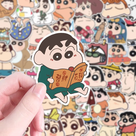 100PCS Cartoon Crayon Shin Chan Stickers Kawaii Anime Decals for Car Laptop Phone Stationery Decor Sticker Kids Toys