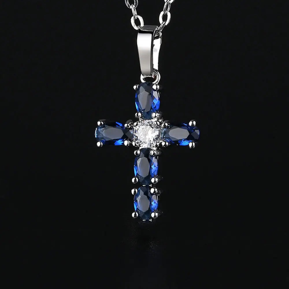 女性のための美しいクロスネックレス。魅力的なジルコニア。トレンディなパーティーアクセサリー。パーソナライズされた女性用ジュエリー。卸売大量購入