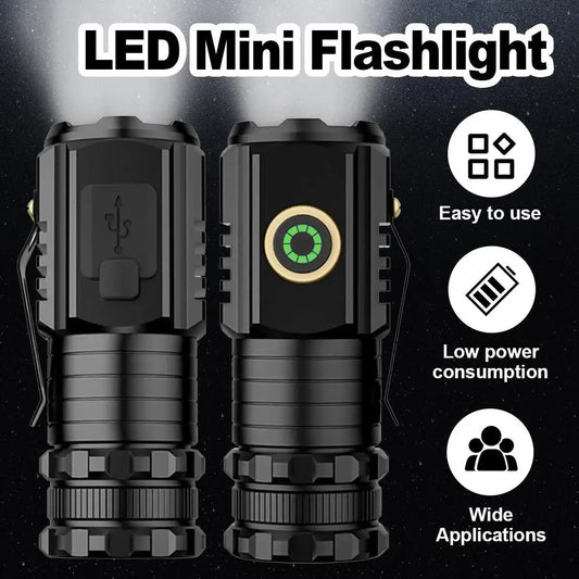 Flashlight With Power Indicator Magnetic Led Flashlights Torches Leb Keychain Waterproof Rechargeable Mini Torch Small With Clip