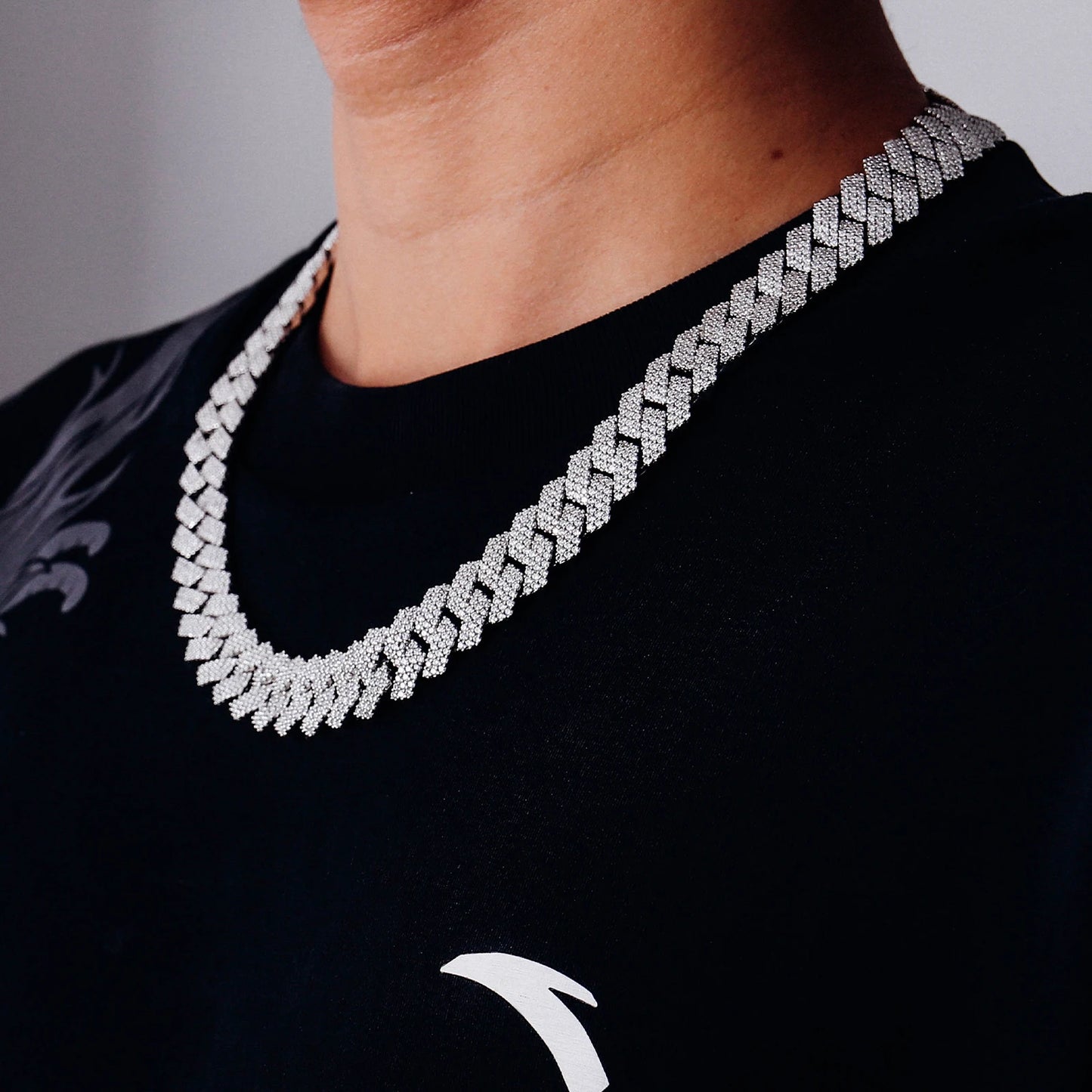 プロヴァンスキューバンチェーン（メンズ） モアッサナイト高級リンクチェーン S925シルバー キューバンネックレス（レディース） 15mm ヒップホップマイアミチョーカー