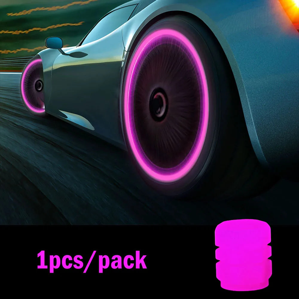 1-20Pcs Car Luminous Tire Valve Cap Motorcycle Bike Wheel Nozzle Night Glowing Fluorescent Decor Tyre Valve Stem Luminous Caps