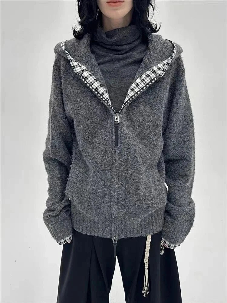 韓国ファッション スウェットシャツ 原宿系 ゴシック プリント コート ジャケット サブカルチャー ヴィンテージ フェイクファー フード付き レディース カジュアル Y2K 服