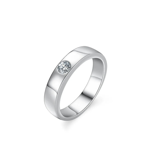 18K Gold Inlaid Ring, Moissanite Men's Fashionable and Simple PT950 Platinum Straight Lined Men's Ring, Holiday Gift