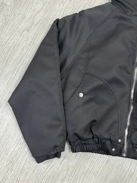 アメリカンスタイル レトロ フード付き 冬 ゴシック 原宿 ファッション ブラック コート カジュアル アウター Y2K ファーカラー パーカー レディース シック