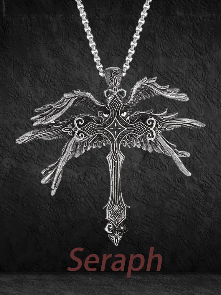 ホットな新しいファッションレトロセラフクロスメンズネックレス誇張されたファッションペンダントアクセサリー