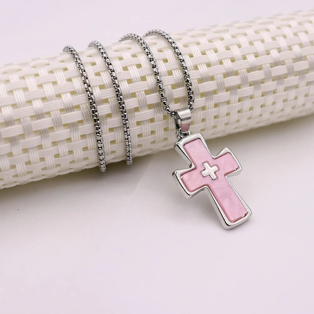 1 Piece Cross Pendant Necklace Men Tide Titanium Steel Niche Design Hip Hop Style Sweater Chain Women Holiday Gift