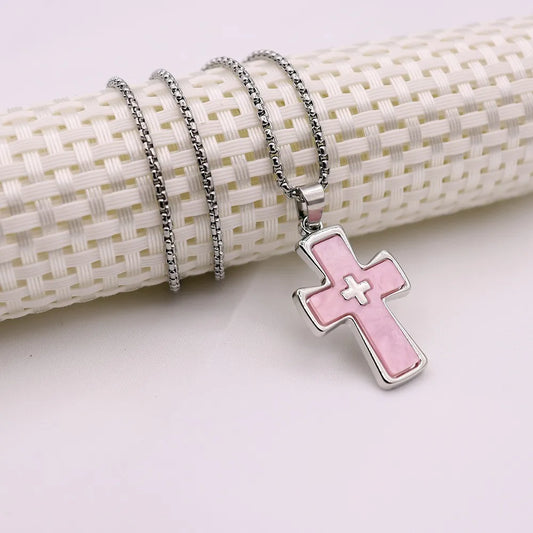 1 Piece Cross Pendant Necklace Men Tide Titanium Steel Niche Design Hip Hop Style Sweater Chain Women Holiday Gift