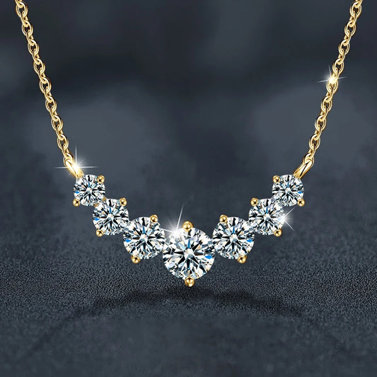 U-Smile Moissanite Necklace D VVS1 for Women D Color Sparkling Lab Diamon Luxury Necklaces 925 Sterling Silver with Certified