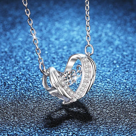 XL123 Lefei Fashion Trendy Luxury Classic Moissanite Diamond-set Color D Wing Heart Necklace Women 925 Silver Party Jewelry Gift