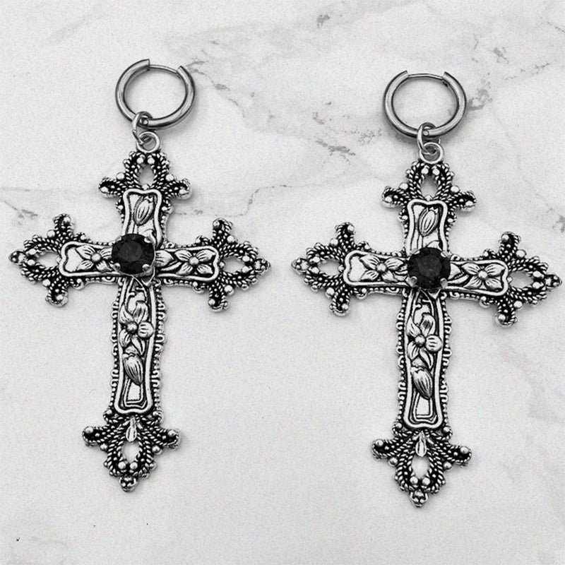 男の子、女の子、ゴスクロスイヤリング、女性、男性用、ゴシックパンクドロップイヤリング、耳サークル、ゴスジュエリー、コスプレギフト