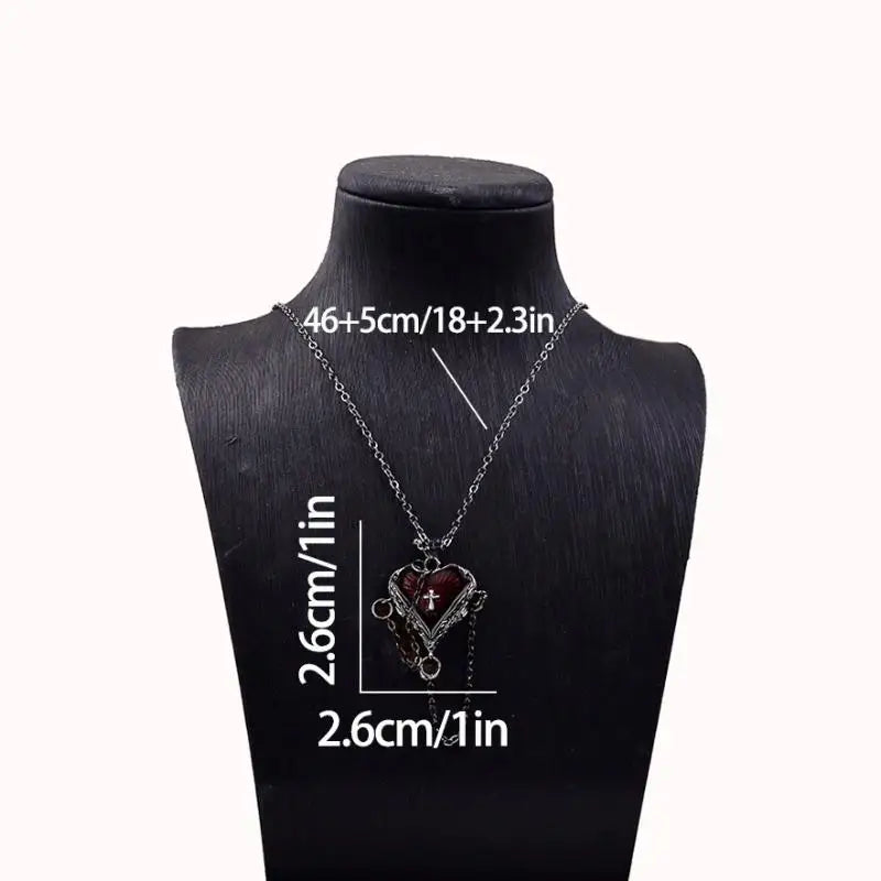 ゴシッククロスハートチェーンネックレス レディース ファッション ペイガン ウィッチクラフト ジュエリー アクセサリー ギフト ペンダント チョーカー