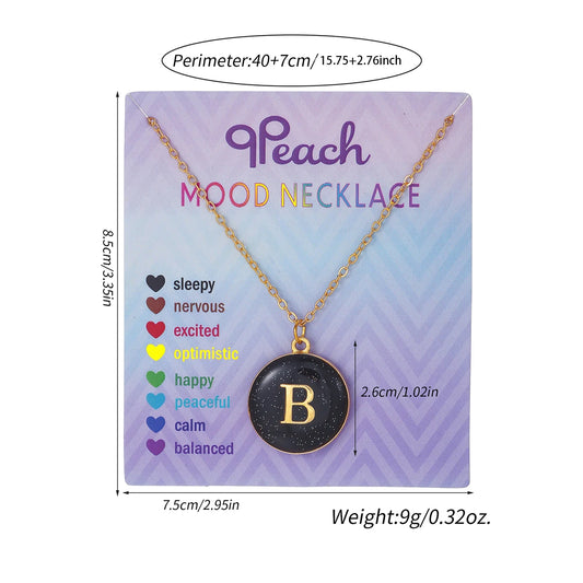Fashionable Temperature-Sensitive Color-Changing 26 Letters Pendant Necklace Zinc Alloy Mood Regulation Chain Jewelry Accessory