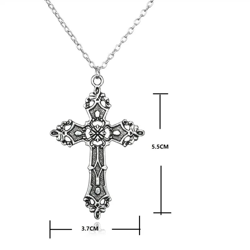 ヴィンテージクロスペンダントネックレス メンズ レディース ゴスアクセサリー ゴシックグランジ 男性用ネックロングチェーン 夏 美的 ホリデーギフト